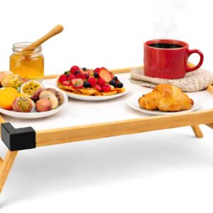 Bandeja Strong Café Na Cama Madeira Maciça REFORÇADA, Sistema Antiderrapante 4 Cantos - Golden