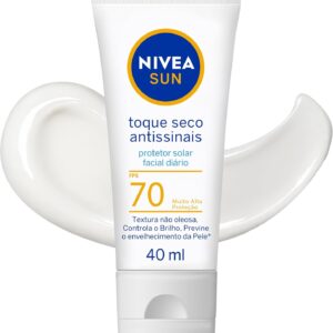 NIVEA SUN Protetor Solar Facial Toque Seco Antissinais FPS 70 40ml - Com muito alta proteção contra raios UVA/UVB, controla o brilho e previne o envelhecimento precoce