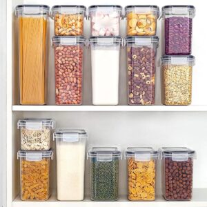 Kit 15 Potes Tampa Hermético Porta Alimentos Mantimentos Armário Cozinha (Kit 15