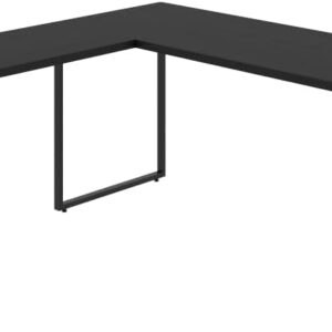 Mesa de Escritório em L Estilo Industrial 1,50mX1,50m Kuadra, Compace, Preto Ônix / Est.Preta