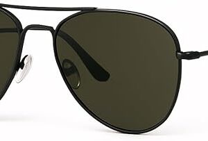 Óculos De Sol Premium Aviador Unissex, Formato Gota, Armação Metal Inoxidável, Lentes Pretas UV400, Polo London Club, Estojo Incluso, Marca ABÊ CLUB
