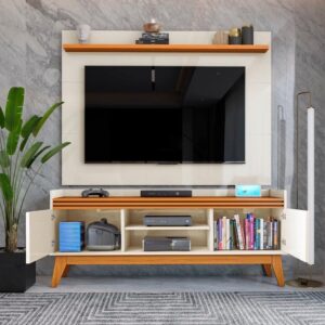 VIANOSSA - Rack ripado 2 Portas com Painel para Tv 50 Polegadas Astúrias 136cm
